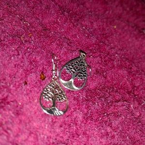 Silver tree earrings